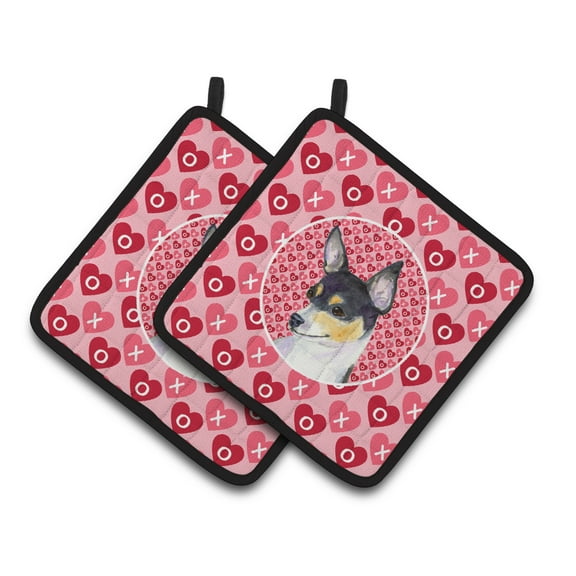 Carolines Treasures SS4518PTHD Chihuahua Hearts Love and Valentines Day Portrait Pair of Pot Holders, 7.5HX7.5W,