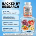 thumbnail image 3 of Clean Nutra Fisetin Quercetin Resveratrol Spermidine - Longevity Supplement with NAD Berberine Apigenin | Anti Aging Cellular Health Support Capsules 60 Count, 3 of 9