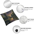 thumbnail image 6 of nygtbtfer  Landscape Decorative Throw Pillow Case Pack of 2, Idyllic Scenery at Night with a Stone Fireflies and Forest Trees Swamp Print, Cushion Cover for Couch Living Room Car,  Multicolor White, 6 of 7