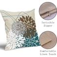 thumbnail image 4 of Teal Brown Pillow Covers 18x18 Dahlia Flower White Gray Elegant Colored Throw Pillows Farmhouse Outdoor Decor for Home Living Room Sofa Bed Modern Floral Linen Square Cushion Case, Set of 2, 4 of 6