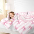 thumbnail image 3 of Manfei Girls Kawaii Bow Knot D Personalized Initial Twin Bedding Sets 7-Piece,Teens Women Cute Ribbon Bow Tie Stripes Bedding Comforter Set,Pink Reversible,Microfiber Bedroom Decor, 3 of 7