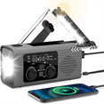 thumbnail image 3 of Emergency Radio Hand Crank Radio Multi-Function AM/FM/ Solar Hand Crank Emergency Radio SOS Alarm 4000mah Gray,1 x Solar Hand Crank Radio 1 x Data Cable,Gray, 3 of 8