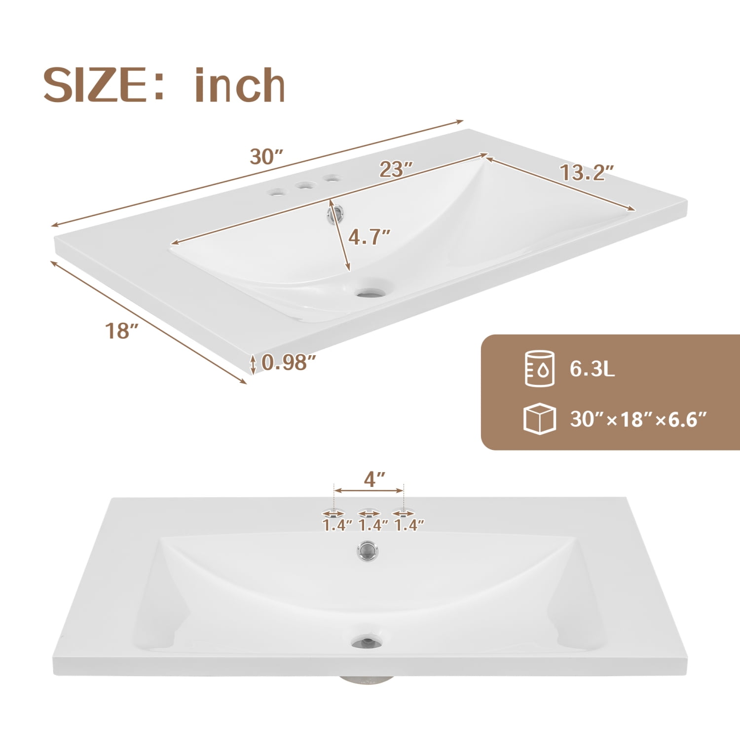 Harper & Bright Designs 30" Bathroom Vanity with Sink Combo, Multi-functional Bathroom Cabinet with Doors and Drawer, Solid Frame and MDF Board, Grey
