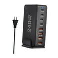 thumbnail image 3 of Cargador USB C de 240 W para teléfonos escolares, estación de carga de escritorio con 8 puertos Negro, 3 of 9