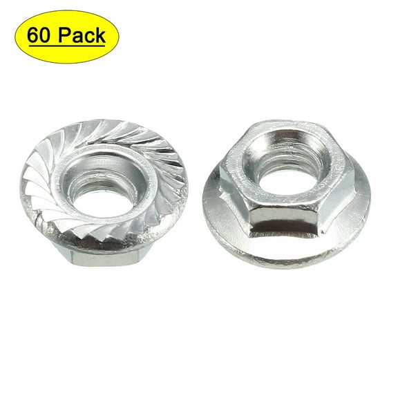 M4 Serrated Flange Hex Lock Nuts Carbon Steel 60 Pcs