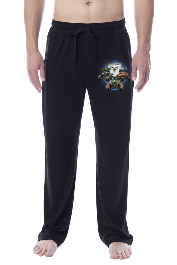 Monster Jam Mens' Trucks Megalodon Grave Digger Dragon Sleep Pajama Pants