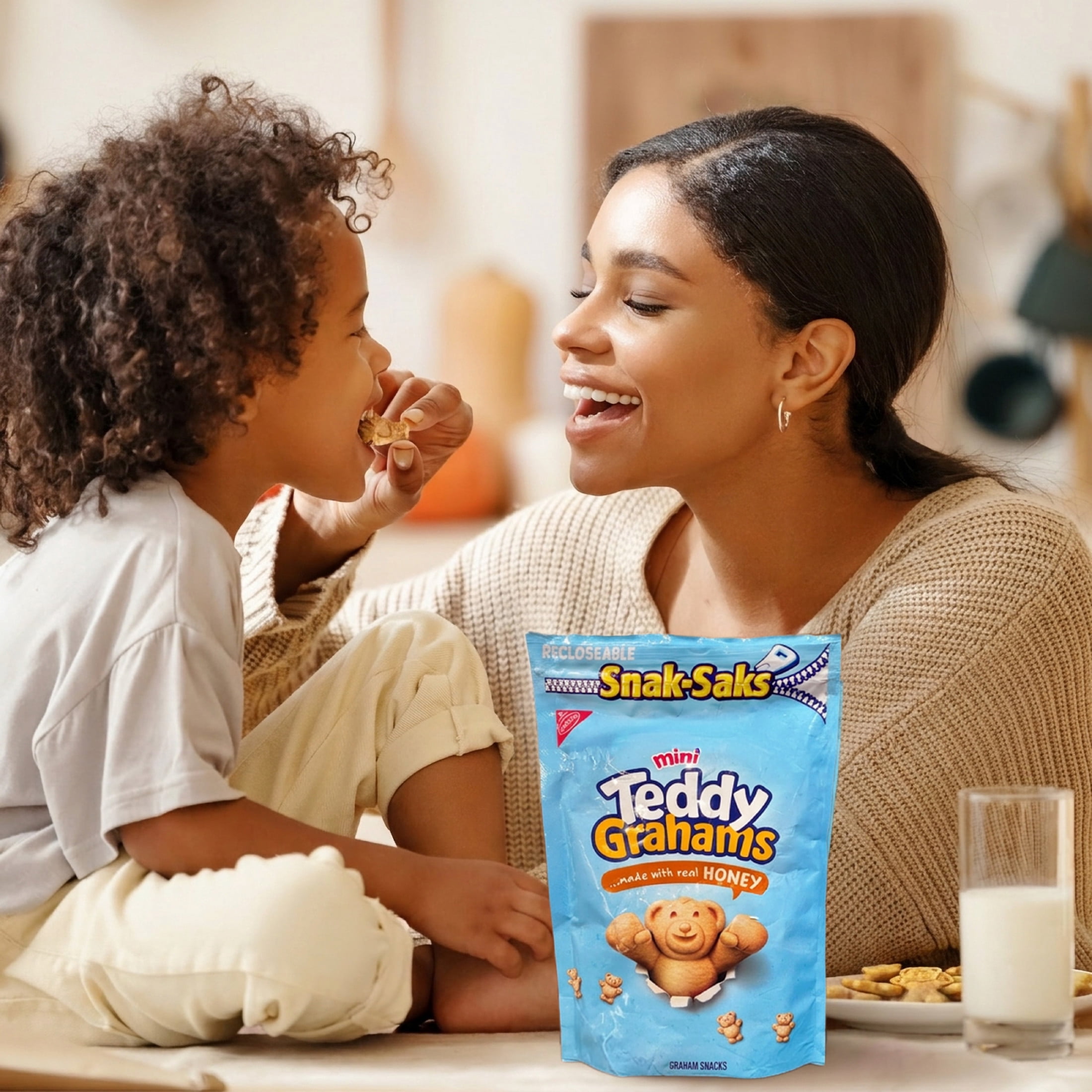 (3 pack) TEDDY GRAHAMS Mini Honey Graham Snacks, Kids Snacks, 8 oz