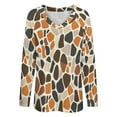 thumbnail image 4 of LYWC Vintage Giraffe Skin - 1201 Long Sleeve Shirts For Women Oversized Tshirts Tops Tees Fall T-Shirts V Neck, 4 of 7