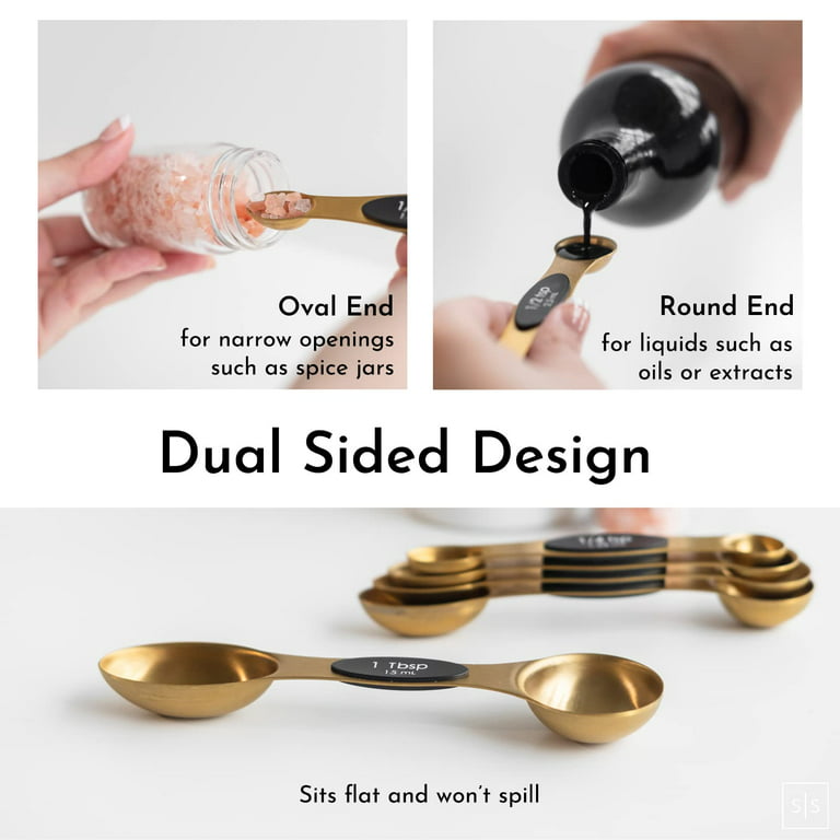 Styled Settings Gold and Black Stainless Steel Magnetic Measuring Spoons Set