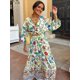 thumbnail image 2 of Vestido largo holgado con estampado para mujer, traje informal de manga larga con cuello en V, plisado, elegante, primavera y verano, 2024, 2 of 5