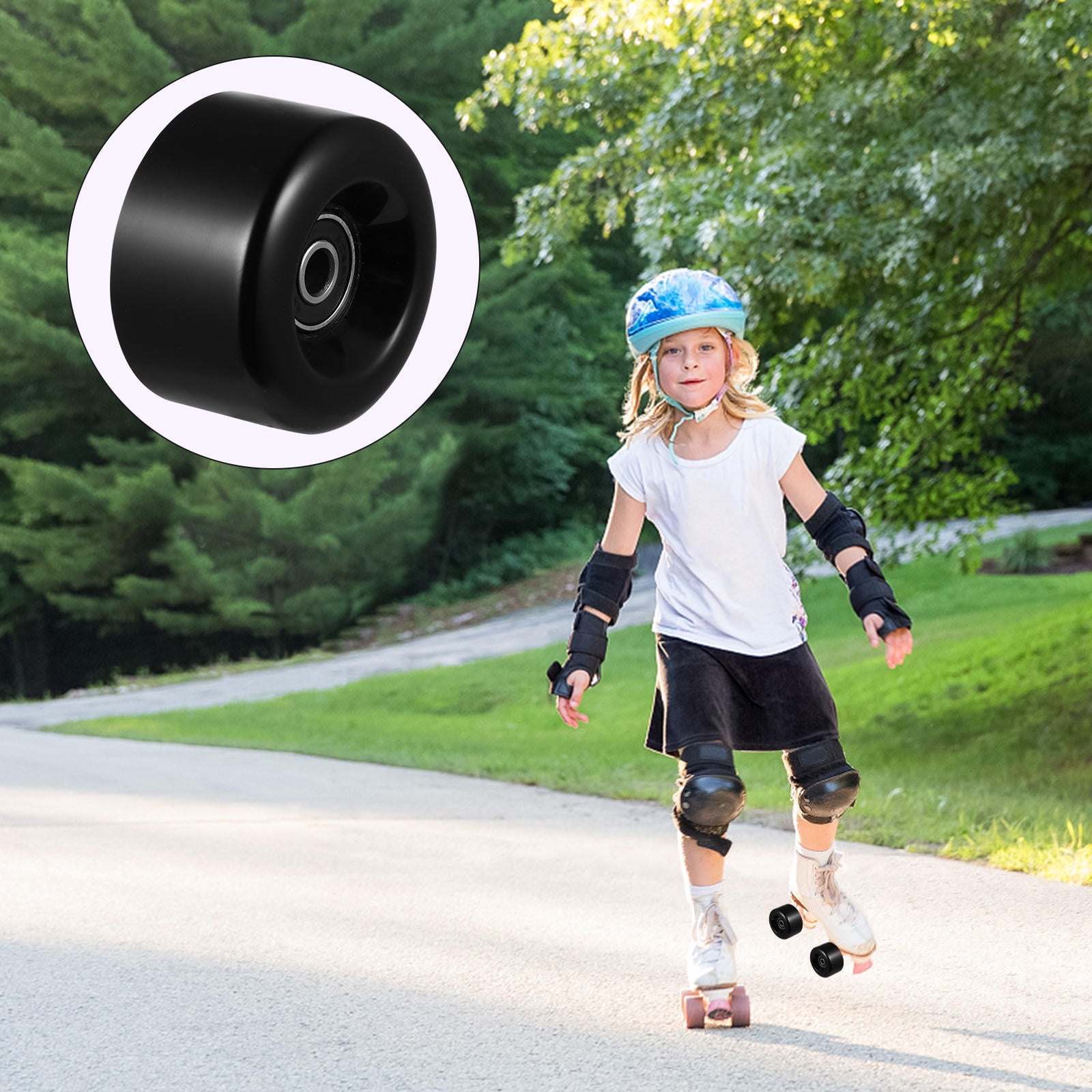 Worgeous  4 Pcs Roller Skate Wheels Skating Shoes Skates Accessories Kids Black