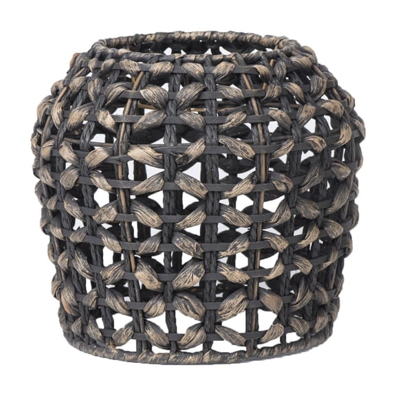 HaCpiu Vintage Rattan Lamp Shade, 9.7" Black Hand Woven Light Shade Cover for Chandelier, Lampshade for Pendant Lights, Dining Room, Kitchen & Farmhouse Decor
