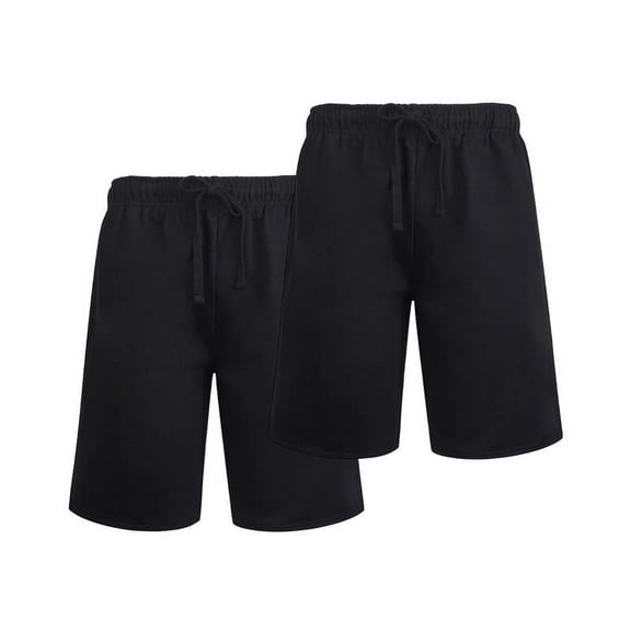 2 Pack Men's Fleece Shorts Cotton with Drawstring and Pockets Lightweight Casual Warming Thermal Lined Menswear Bottoms Athletic Warm Spring Fall Winter