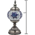 thumbnail image 3 of Silver Fever Handcrafted Mosaic Turkish Lamp -Moroccan Glass - Table Desk Bedside Light- Bronze Base Blue Star of David, 3 of 7