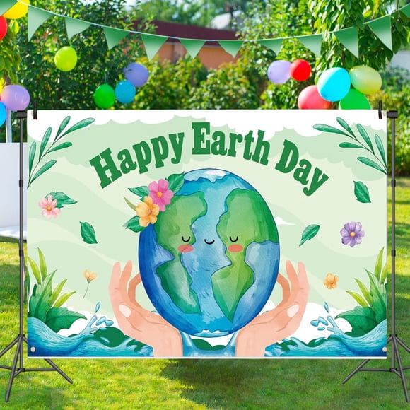 Earth Day Vinyl Background Foreign Trade Earth Day Theme Party Decoration Prop Photography Fabric