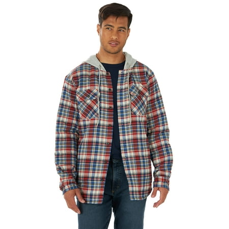 Wrangler Authentics Men's Long Sleeve Quilted Lined Flannel Shirt Jacket  with Hood, Bossa Nova, 3X-Large | Walmart Canada