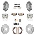 thumbnail image 1 of Transit Auto Front Rear Disc Brake Caliper Coated Rotors Drums Ceramic Pads Shoes Wheel Cylinders and Hardware Kit (11Pc) for Car 2015-2019 Honda Fit KCG-101191T, 1 of 11
