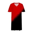 thumbnail image 3 of Vestido Corto de Verano Moda Grande Impresión de Manga Corta Cuello en V Bolsillo Mini Vestido para Casual Y Diario, 3 of 4