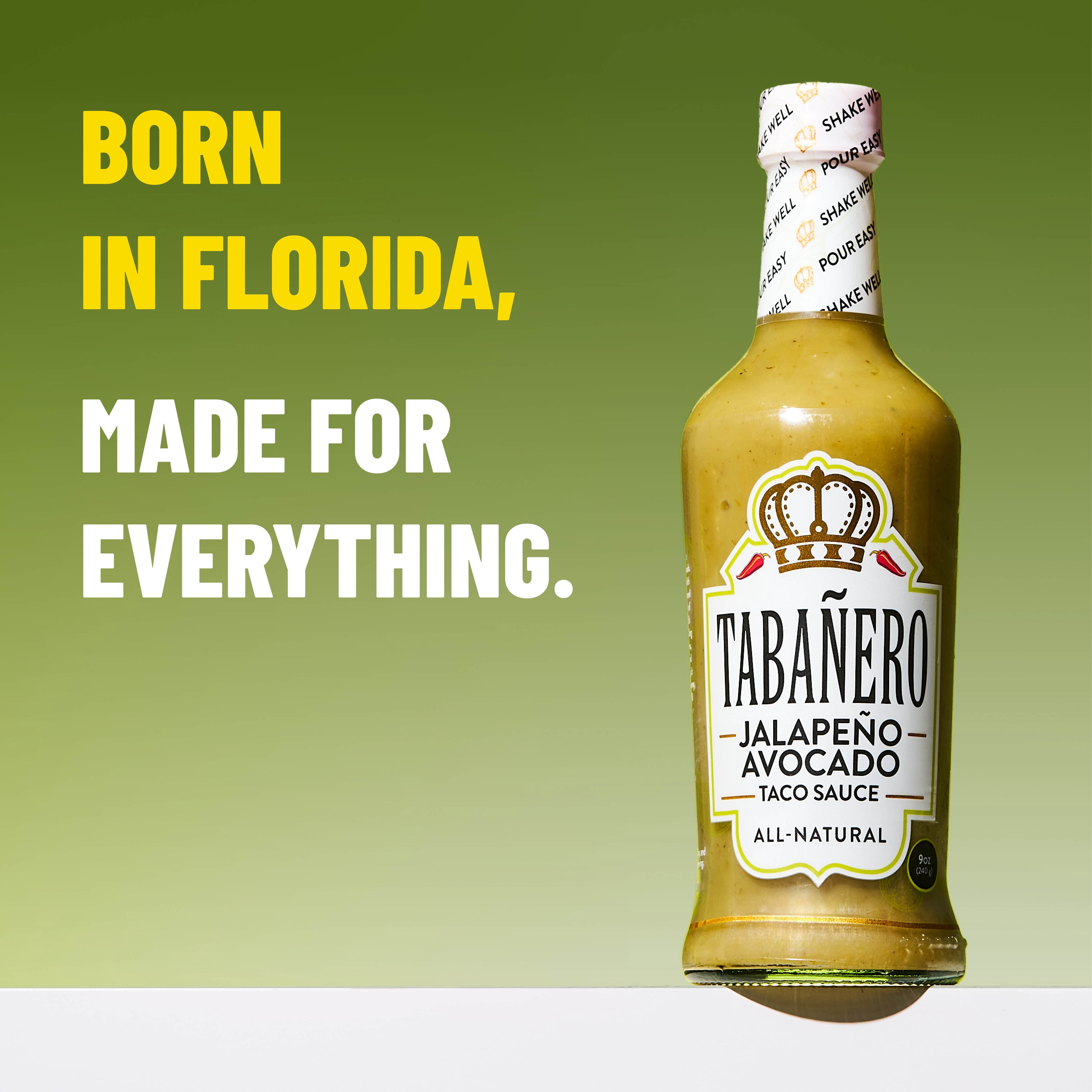(3 pack) Tabanero Jalapeno Avocado Taco Sauce - 9 oz Glass Bottle
