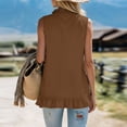 thumbnail image 6 of Flowy Summer Shirts for Women V-Neck Ruffle Trim Linen Top Breathable Casual Summer Tank Tops for Daily Vacation Wear Brown L, 6 of 6