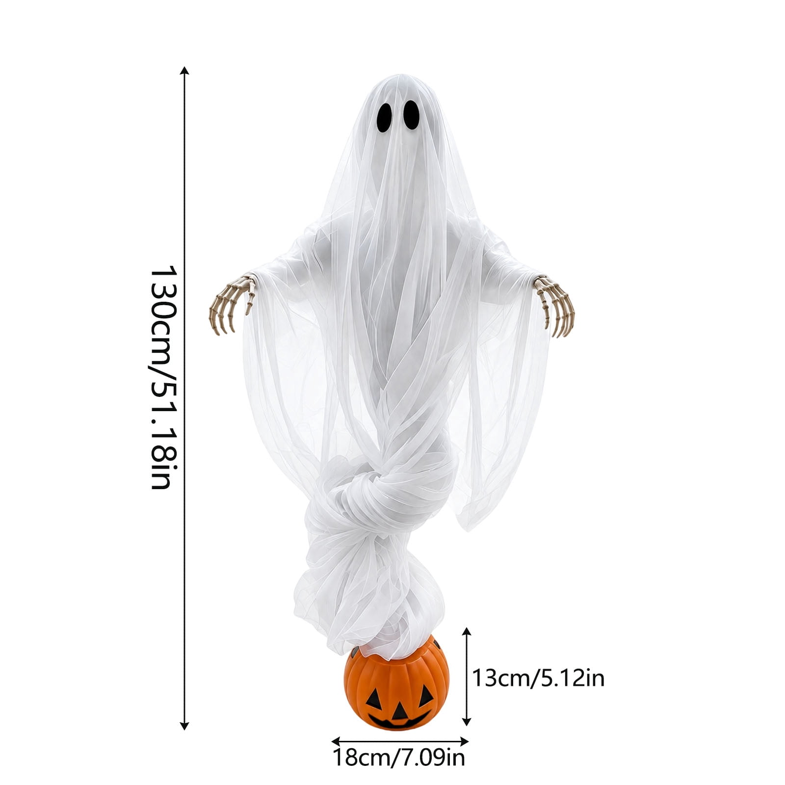 Swirling Ghost Pumpkin Yard Lamp, Halloween Yard Sculpture LED Glowing Floating Ghost Pumpkin Light, Halloween Outdoor Lawn Front Entrance Decor