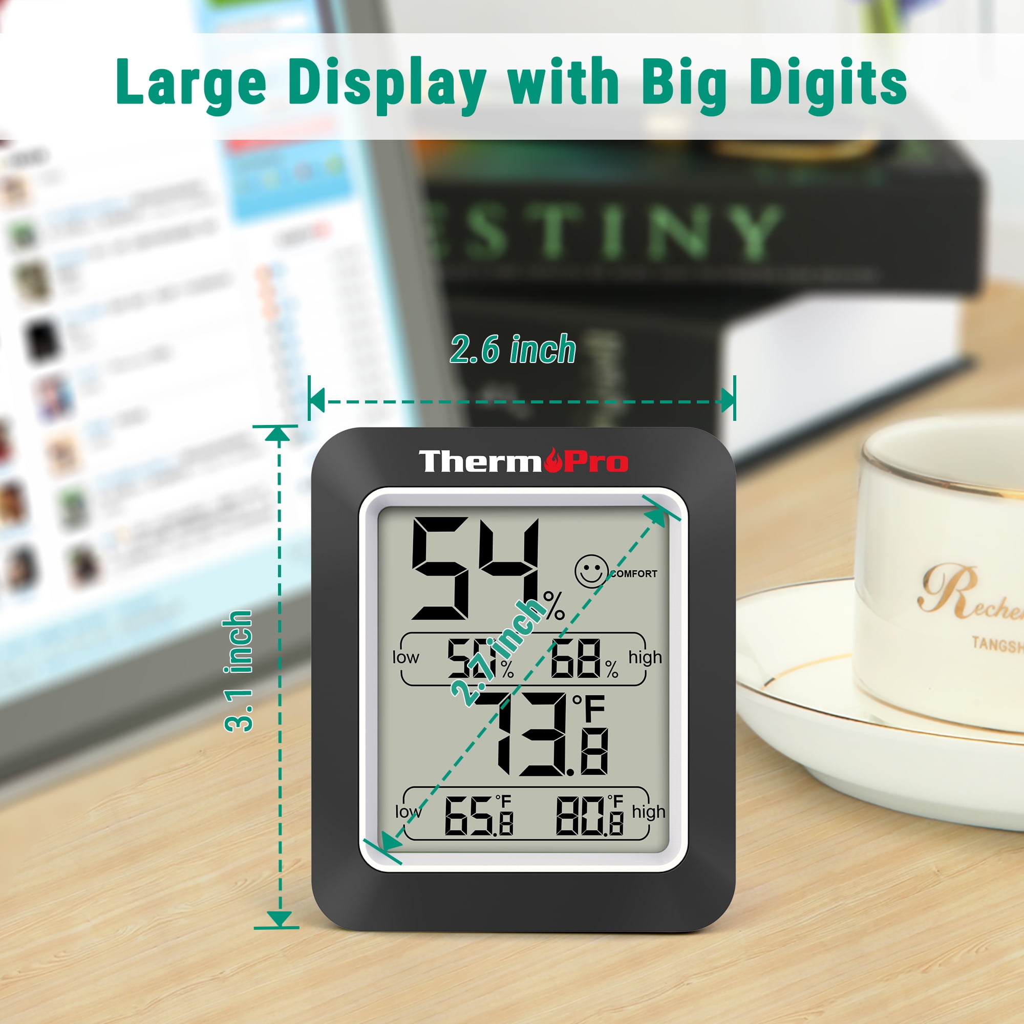 ThermoPro TP50 2 Pieces Digital Hygrometer Indoor Thermometer Room  Thermometer and Humidity Gauge with Temperature Humidity Monitor - Coupon  Codes, Promo Codes, Daily Deals, Save Money Today
