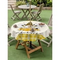 thumbnail image 3 of Outdoor Tablecloth with Umbrella Hole and Zipper, Yellow Bees Gnomes Round Table Cloth 54 Inch Waterproof Tablecloth, Farmhouse Spring Floral Checkered Picnic Table Cover for Patio Camping, 3 of 7