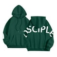 thumbnail image 4 of CAIXIA Womens Hoodies DISCIPLE Hoodie Sweatshirt Men Women Oversized Fashion Letter Printed Streetwear Hooded Pullover with Pocket,Green, 4 of 7