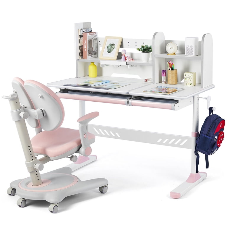COSVALVE Height Adjust Kids Study Desk and Chair Set Tilt Desktop