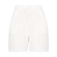 thumbnail image 4 of Bzhegqhd Women's Linen Shorts Solid Color Comfortable Elastic Wide Leg Casual Shorts, 4 of 7