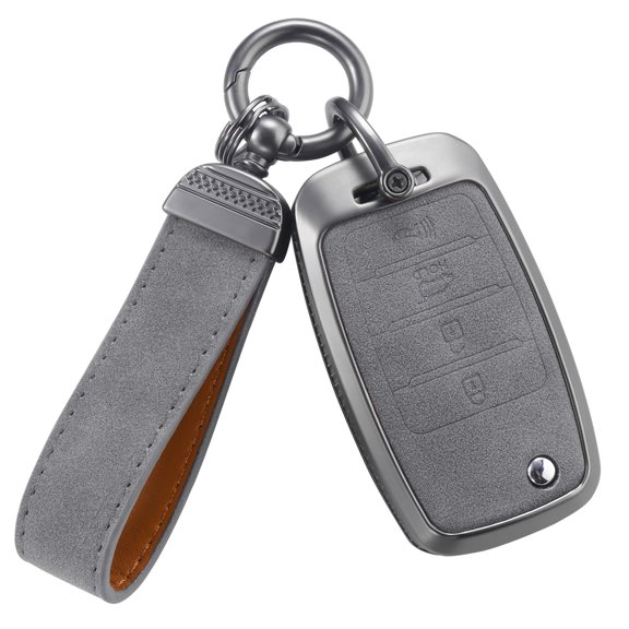 Compatible with Kia Key Fob Cover with Keychain Leather Key Case Protector Fit for Sedona Rio Optima Soul Sportage Sorento Carens Flip Key
