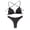 Black, variant on Swimsuits for Women Hanging Neck Hard Cup Bikini Two Piece Set Solid Color Beachwear Women's Swimwear White，S