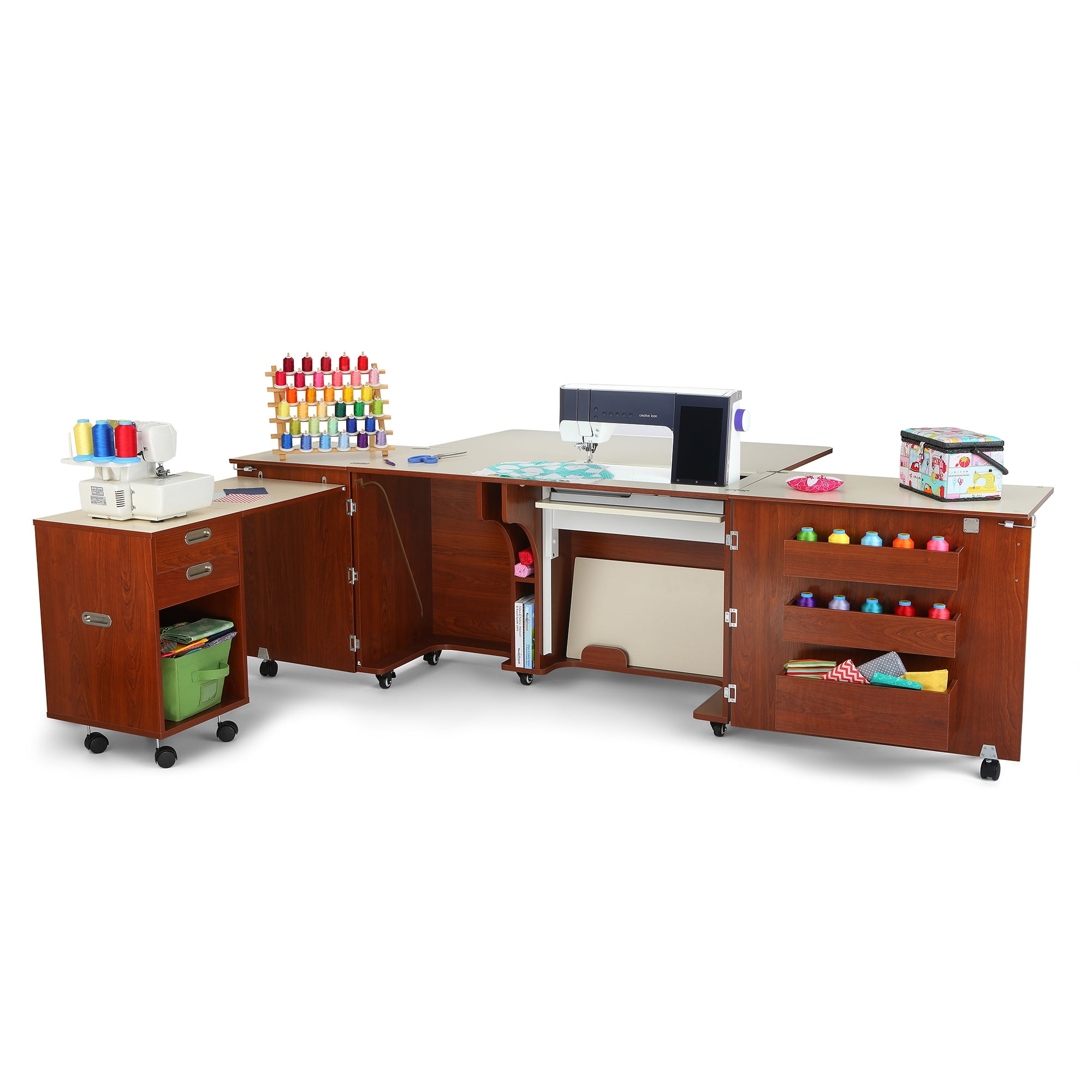 Kangaroo Aussie II Sewing Cabinet and Table w/ Lift, 2 Finishes