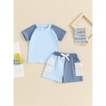 thumbnail image 3 of Musuos Toddler Boy Casual Summer Outfit 6M 12M 18M 24M 3Y Contrast Color Short Sleeve T-Shirt with Elastic Waist Cargo Shorts, 3 of 10