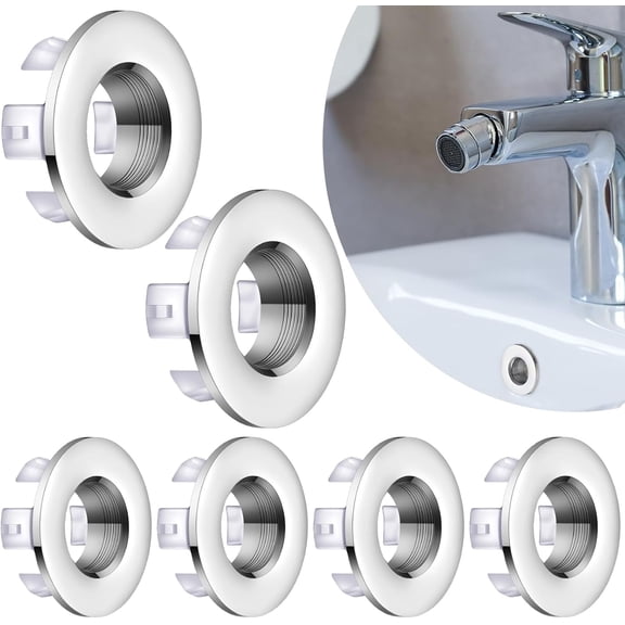 6 Packs Sink Overflow Ring Cover Bathroom Sink Overflow Ring Hole Cover Sink Basin Trim Overflow Cover Brass Insert in Hole Round Caps Accessories