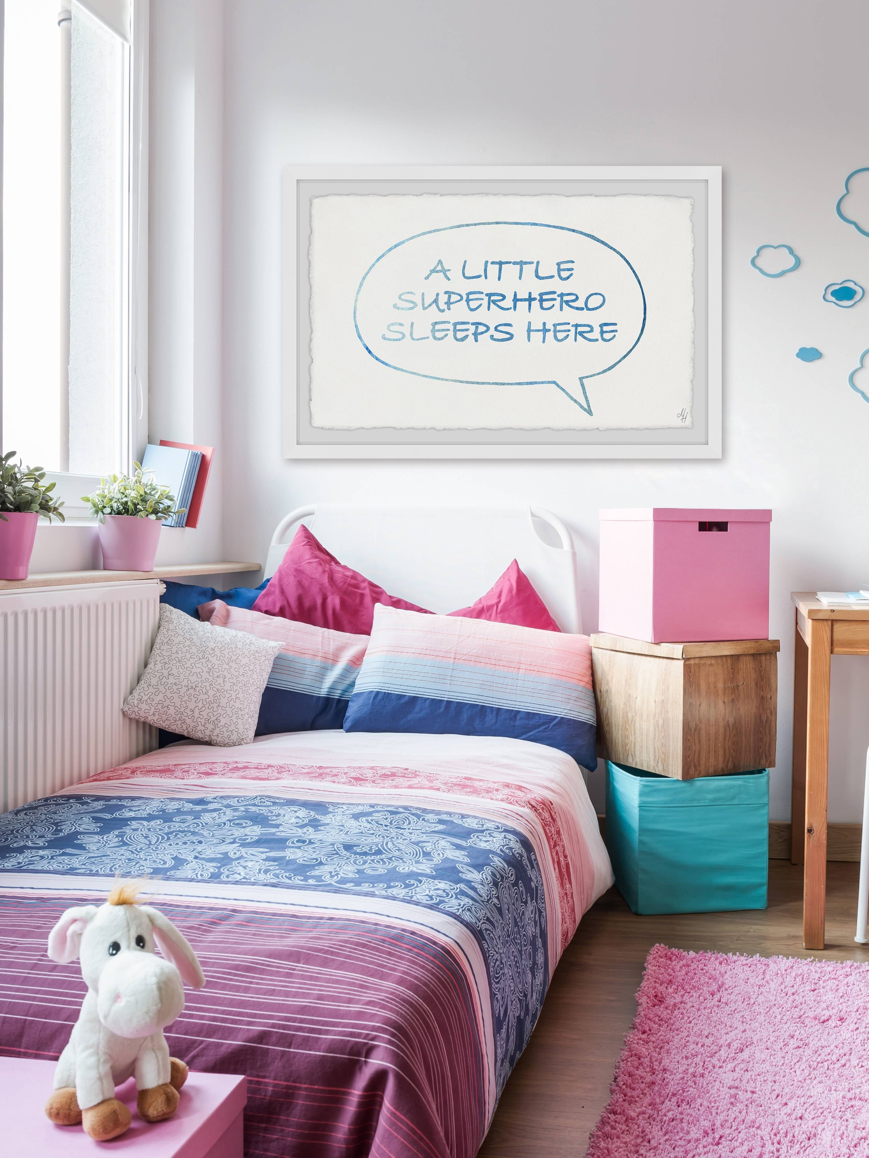 Marmont Hill Superhero Sleeps Here Bubble Box Framed Wall Art