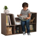 KidKraft 6 Shelves Bookcase with Reading Nook (Gray Ash)