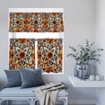 thumbnail image 6 of 3 Piece Kitchen Curtains and Valances Set Burnt Orange Green Cafe Curtains 24 Inch Length Vintage Abstract Flowers Valance & Tier Curtain for Living Room Bedroom Small Window 54"x18"+27"x24"*2, 6 of 6