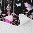 thumbnail image 5 of Manfei Gothic Skull Butterfly Skull Halloween Twin Quilt Set for Boys Girls, Pink Black Cross Chain Twin Coverlet Set, 5 of 7