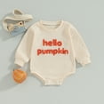 thumbnail image 3 of Gupgi Baby Sweatshirt Romper Infant Girl Boy Fall Letter Patch Waffle Jumpsuits 0-24 Months, 3 of 7