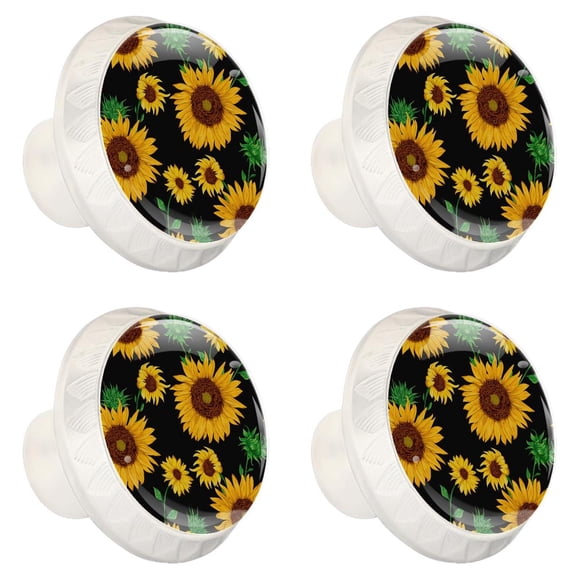 4 Pcs Sunflower Knobs for Kitchen Cabinet Cupboard Dresser Bookcase Drawer Pulls Handles Round Home Decor