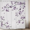 thumbnail image 2 of Vintage Mauve Cherry Blossom Shower Curtain Purple Lilac Sakura Blossom Plum Floral Bathroom Set Spring Blooming Flower Geometric Women Girls Bath Accessories Decor 72"W x 78"L (Pack of 1), 2 of 6