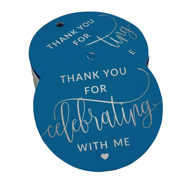Inkdotpot Pack Of 100 Real Silver Foil Paper Tags Thank You For Celebrating With Me Birthday Favor Hang Tags