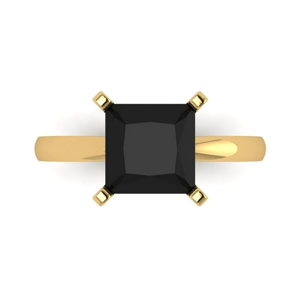Solitaire Engagement Ring for Women - 3ct Natural Onyx in 18K Yellow Gold Promise Ring