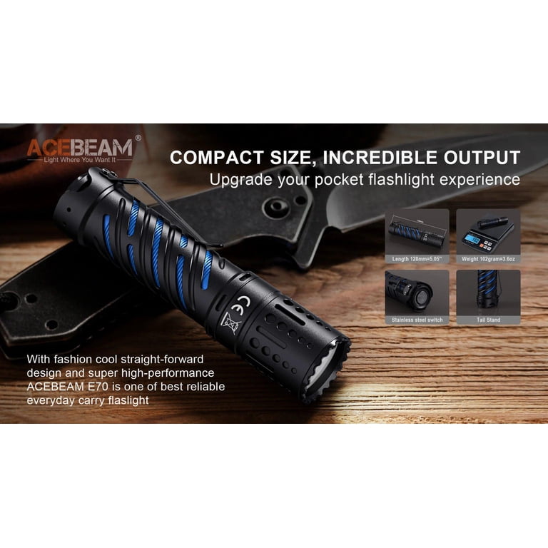 Acebeam E70 LED Flashlight 5000K Warm White -4600 Lumens -up to