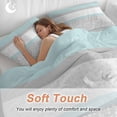 thumbnail image 4 of 3 Piece Aqua Grey Duvet Cover Set Twin Size,Microfiber Comforter/Quilt Cover with Corner Ties and 2 Pillowcases,Chic Garden Floral Stripe Embroidery Design All Season Soft Bedding with Zipper Closure, 4 of 8