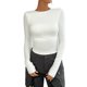 thumbnail image 3 of TaTaai Women's crew neck long sleeve T-shirt, solid color, backless design, cropped slim fit, casual stylish, soft stretchy fabric, ideal for daily outings & casual gatherings Gift, 3 of 6