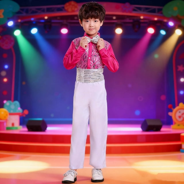 Cowsor Boys Disco Costume Kids 70s 80s Sequin Pop King Dance Star Halloween Carnival Party Cosplay Outfits