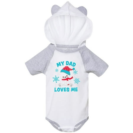 

Inktastic Polar Bear My Dad Loves Me in Santa Hat with Snowflakes Gift Baby Boy or Baby Girl Bodysuit