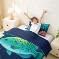 thumbnail image 3 of jejeloiu Cartoon Tropical Fish Twin Duvet Cover,Watercolor Coral Seabed Twin Bedding For Boys,Teal Navy Blue,Navy Blue Reversible,2pcs,1 Duvet Cover and 1 Pillowcase, 3 of 6